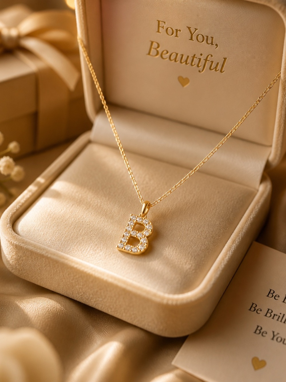 Plunder Gold-Tone 'B' Initial Necklace with Crystal Accents